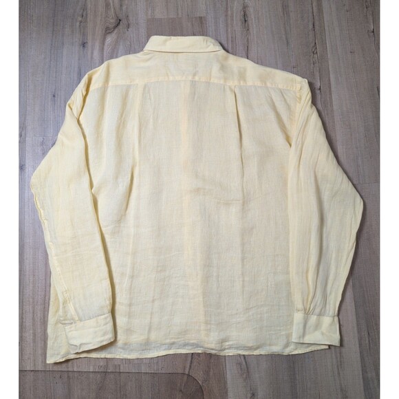 Leonardo Valenti Size 4XL Linen Shirt Made In Italy Long Sleeve Yellow Coastal - Picture 3 of 8